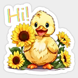 Duck and Sunflower Sticker